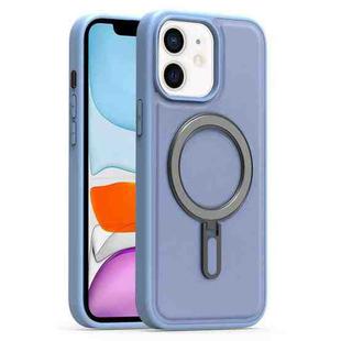 For iPhone 11 Silver Shield MagSafe Holder Shockproof Phone Case(Blue)