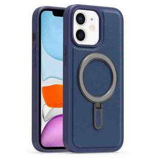 For iPhone 11 Silver Shield MagSafe Holder Shockproof Phone Case(Deep Blue)