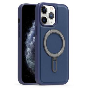 For iPhone 11 Pro Max Silver Shield MagSafe Holder Shockproof Phone Case(Deep Blue)