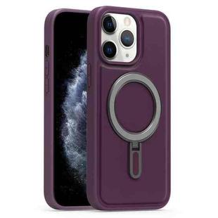 For iPhone 11 Pro Max Silver Shield MagSafe Holder Shockproof Phone Case(Purple)