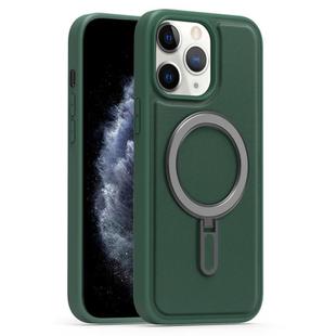 For iPhone 11 Pro Max Silver Shield MagSafe Holder Shockproof Phone Case(Green)