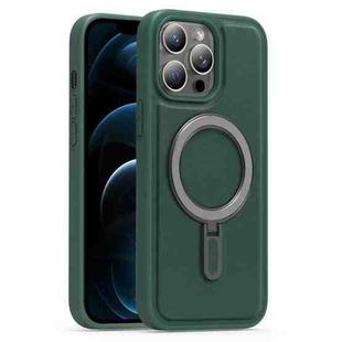 For iPhone 12 Pro Max Silver Shield MagSafe Holder Shockproof Phone Case(Green)