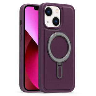For iPhone 13 Silver Shield MagSafe Holder Shockproof Phone Case(Purple)