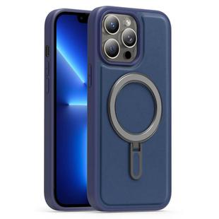 For iPhone 13 Pro Silver Shield MagSafe Holder Shockproof Phone Case(Deep Blue)