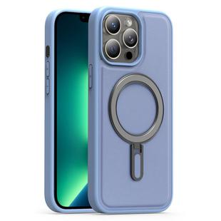 For iPhone 13 Pro Max Silver Shield MagSafe Holder Shockproof Phone Case(Blue)