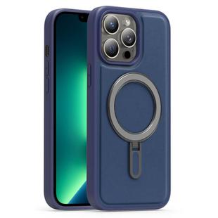 For iPhone 13 Pro Max Silver Shield MagSafe Holder Shockproof Phone Case(Deep Blue)