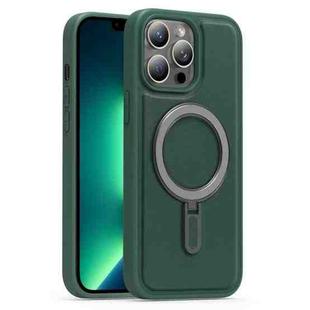 For iPhone 13 Pro Max Silver Shield MagSafe Holder Shockproof Phone Case(Green)