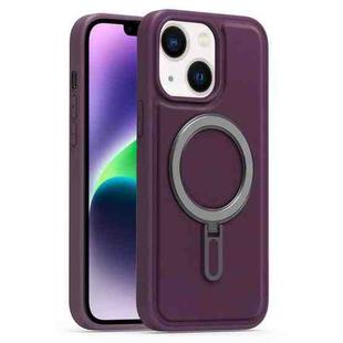 For iPhone 14 Silver Shield MagSafe Holder Shockproof Phone Case(Purple)