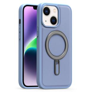 For iPhone 14 Plus Silver Shield MagSafe Holder Shockproof Phone Case(Blue)