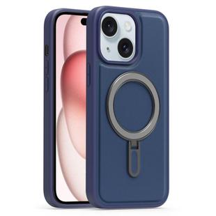 For iPhone 15 Plus Silver Shield MagSafe Holder Shockproof Phone Case(Deep Blue)
