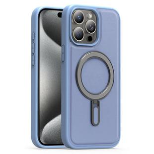 For iPhone 15 Pro Silver Shield MagSafe Holder Shockproof Phone Case(Blue)
