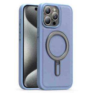 For iPhone 15 Pro Max Silver Shield MagSafe Holder Shockproof Phone Case(Blue)