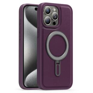 For iPhone 15 Pro Max Silver Shield MagSafe Holder Shockproof Phone Case(Purple)