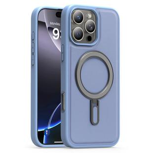 For iPhone 16 Pro Max Silver Shield MagSafe Holder Shockproof Phone Case(Blue)