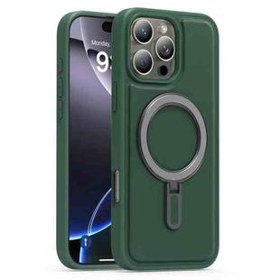 For iPhone 16 Pro Max Silver Shield MagSafe Holder Shockproof Phone Case(Green)