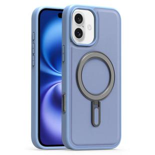 For iPhone 16 Plus Silver Shield MagSafe Holder Shockproof Phone Case(Blue)