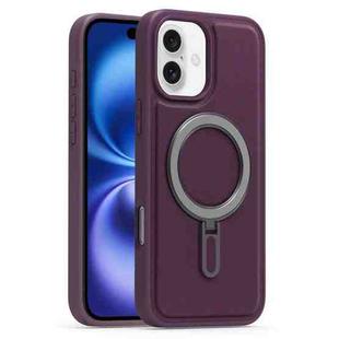 For iPhone 16 Plus Silver Shield MagSafe Holder Shockproof Phone Case(Purple)