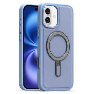 For iPhone 16 Silver Shield MagSafe Holder Shockproof Phone Case(Blue)