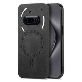 For Nothing Phone 3a Retro Magsafe Magnetic PU Back Cover Phone Case(Black)