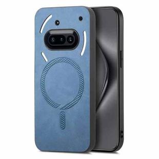 For Nothing Phone 3a Retro Magsafe Magnetic PU Back Cover Phone Case(Blue)