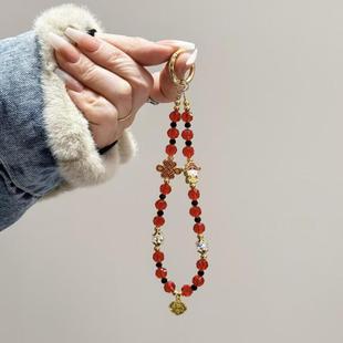 God Of Wealth Fortune Red Crystal Phone Chain