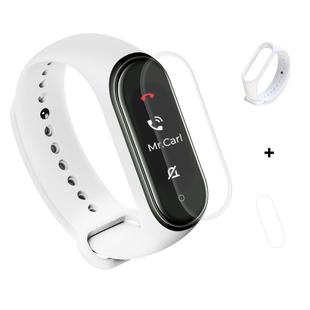 2 in 1 Silicone Watch Band with TPU Screen Film for Xiaomi Mi Band 4(White)