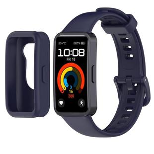 For Huawei Band 10 / 9 / 8 Color Button Watch Case Integrated Silicone Watch Band(Navy Blue)