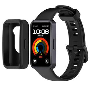 For Huawei Band 10 / 9 / 8 Color Button Watch Case Integrated Silicone Watch Band(Black)