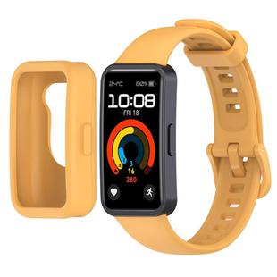 For Huawei Band 10 / 9 / 8 Color Button Watch Case Integrated Silicone Watch Band(Yellow)