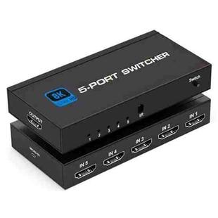 Q8Q5 For Gaming HDMI 2.1 Switch 5 In 1 Out 8K 60Hz 4K 120Hz High Refresh Rate Switcher, Plug:US Plug