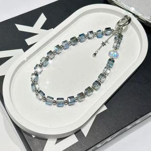 Crystal Cube Phone Chain(Grey)
