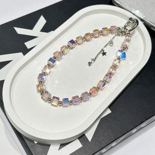 Crystal Cube Phone Chain(Pink)