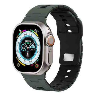 For Apple Watch 46mm / 49mm / 45mm / 44mm Two Tone Silicone Watch Band(Army Green+Black)