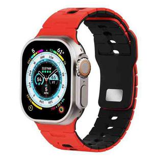 For Apple Watch 46mm / 49mm / 45mm / 44mm Two Tone Silicone Watch Band(Red+Black)