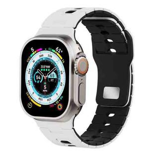 For Apple Watch 42mm / 41mm / 40mm / 38mm Two Tone Silicone Watch Band(White+Black)