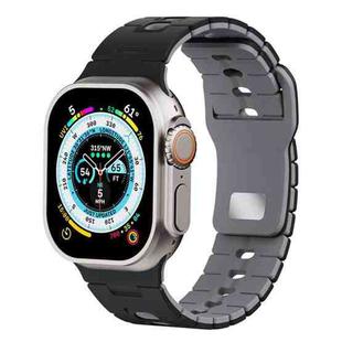 For Apple Watch 42mm / 41mm / 40mm / 38mm Two Tone Silicone Watch Band(Black+Gray)