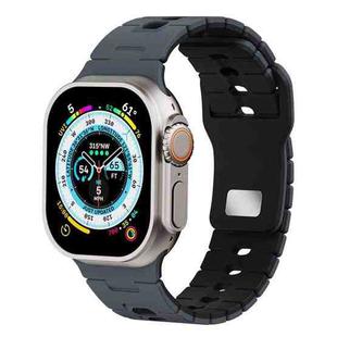 For Apple Watch 42mm / 41mm / 40mm / 38mm Two Tone Silicone Watch Band(Midnight+Black)