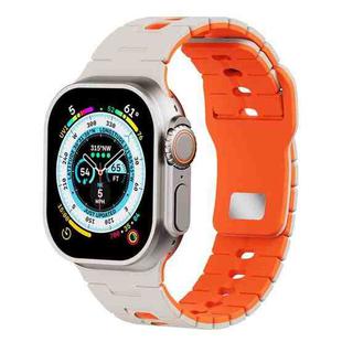 For Apple Watch 42mm / 41mm / 40mm / 38mm Two Tone Silicone Watch Band(Starlight+Orange)