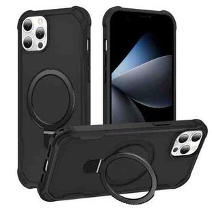 For iPhone 12 Pro Max Yingcai Gears MagSafe Holder Shockproof Phone Case(Black)