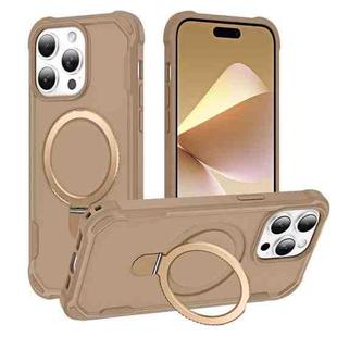 For iPhone 14 Pro Max Yingcai Gears MagSafe Holder Shockproof Phone Case(Brown)