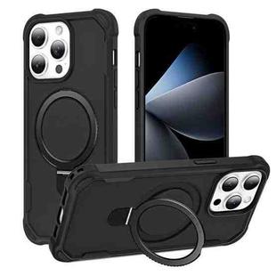 For iPhone 14 Pro Max Yingcai Gears MagSafe Holder Shockproof Phone Case(Black)