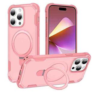 For iPhone 15 Pro Yingcai Gears MagSafe Holder Shockproof Phone Case(Pink)