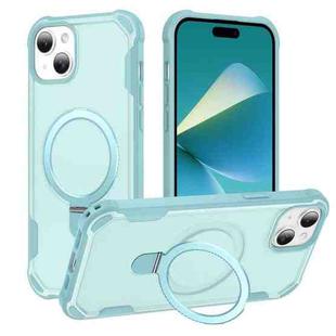 For iPhone 15 Plus Yingcai Gears MagSafe Holder Shockproof Phone Case(Blue)