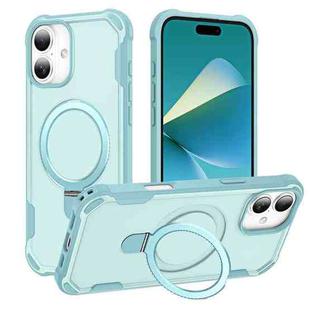 For iPhone 16 Plus Yingcai Gears MagSafe Holder Shockproof Phone Case(Blue)