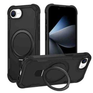 For iPhone 16e Yingcai Gears MagSafe Holder Shockproof Phone Case(Black)