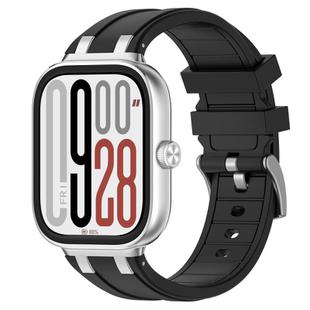 For Redmi Watch 5 / Xiaomi Smart Band 9 Pro Silver Metal Connector Silicone Watch Band(Black)