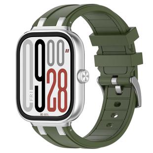 For Redmi Watch 5 / Xiaomi Smart Band 9 Pro Silver Metal Connector Silicone Watch Band(Olive Green)