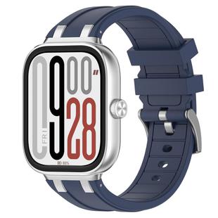 For Redmi Watch 5 / Xiaomi Smart Band 9 Pro Silver Metal Connector Silicone Watch Band(Navy Blue)