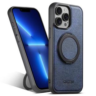 For iPhone 13 Pro Suteni G3 360 Rotation Holder MagSafe Denim Leather Back Phone Case(Blue)