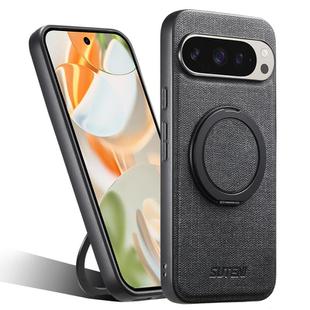 For Google Pixel 9 Pro Suteni G3 360 Rotation Holder MagSafe Denim Leather Back Phone Case(Black)